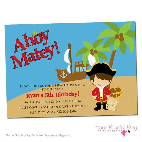 PRINTABLE Boy Pirate Party Invitations #569 Il_570xn