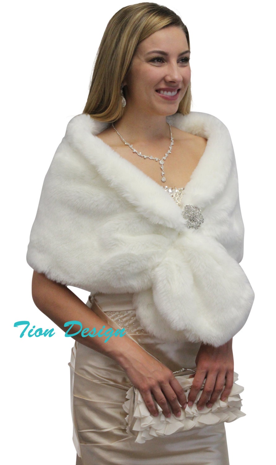 Bridal shrug Ivory faux fur stole faux fur shrug faux fur