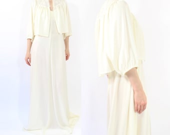 VINTAGE 1970s Crochet Maxi Dress Long