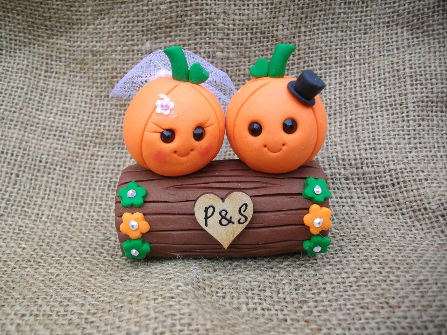 Pumpkin halloween wedding cake topper