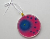 Petri Dish Ornament G10: Pink with Blue Microbes
