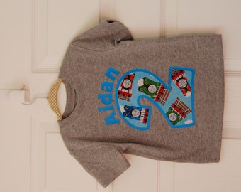 Personalized Toddler Boys Custom 2 nd Birthday Initial Colored T Shirt OR Long Sleeve Shirt Thomas the Train Made to Order