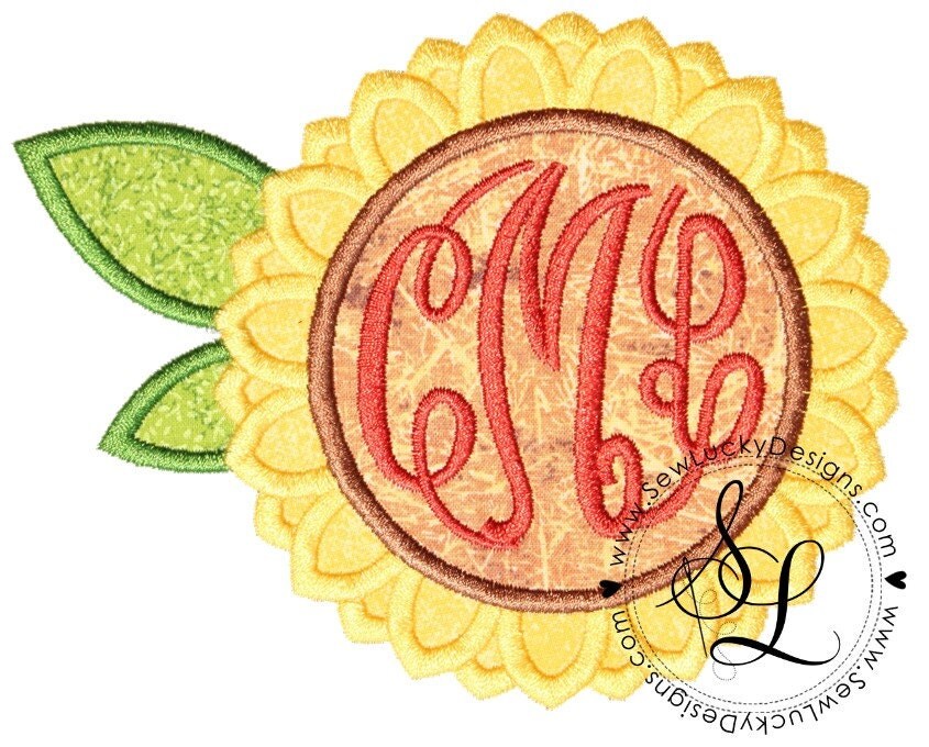 Download Sunflower Monogram Frame Applique Design machine embroidery