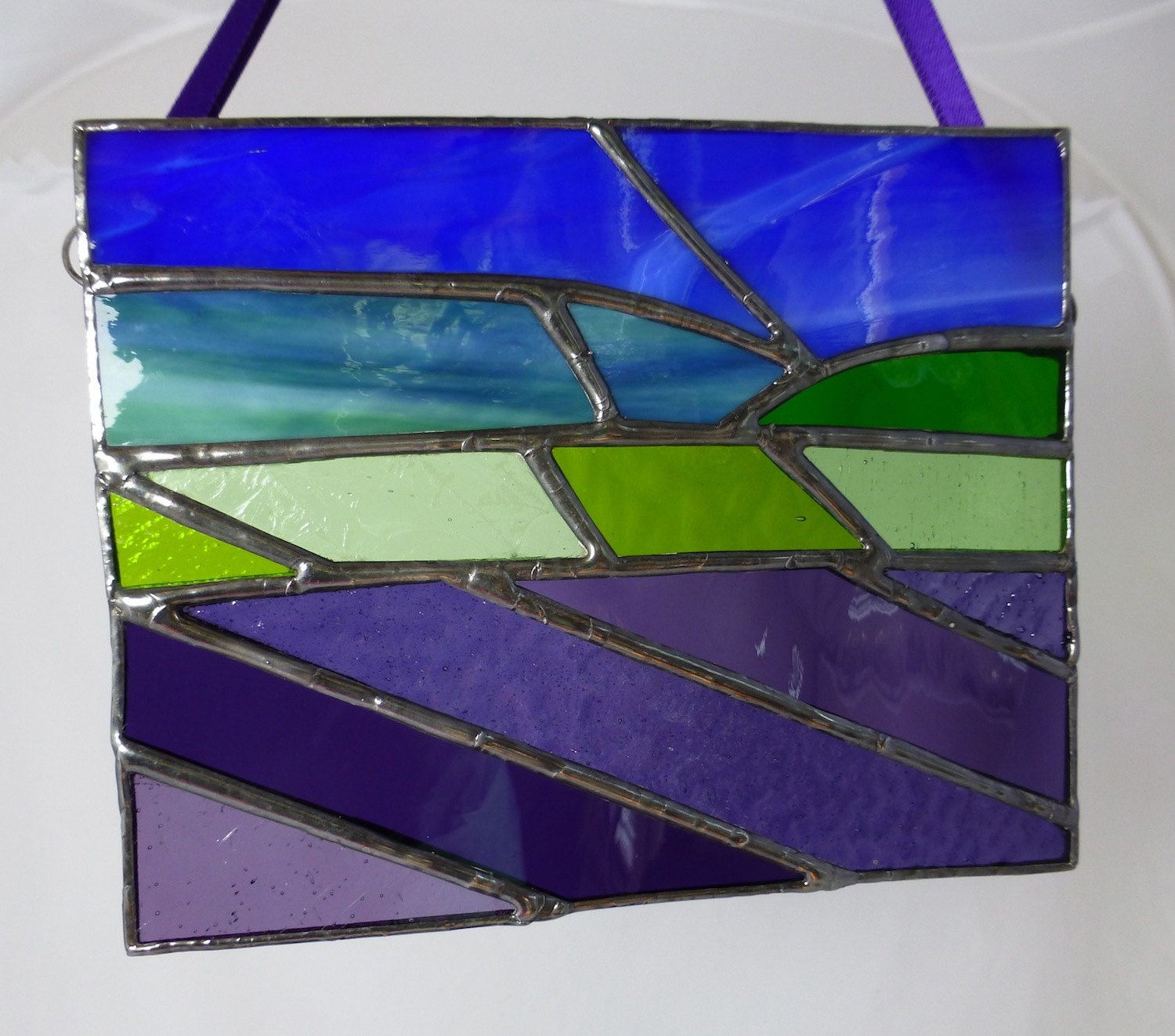 Stained Glass Purple Lavender Fields with Blue by SugarLipsGlass