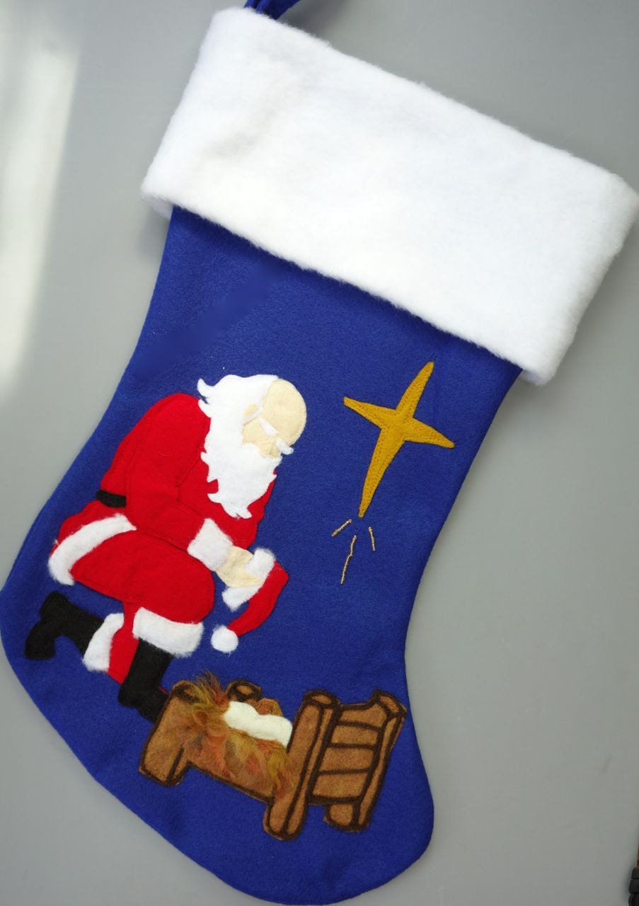 Kneeling Santa Christmas Stocking