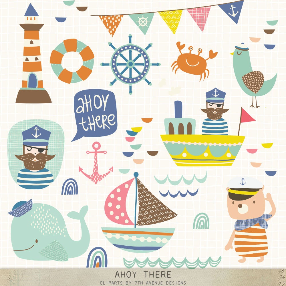 INSTANT DOWNLOAD Ahoy There Cliparts