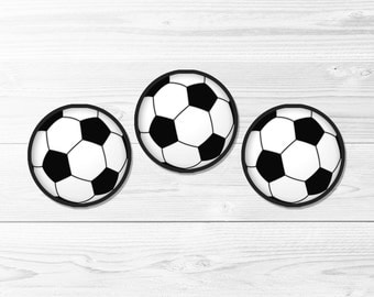 Soccer Ball Round Labels -- Soccer Birthday, Football, 1 Inch, 2 Inch, Cupcake Topper, Sports, Digital Stickers, Printable, Instant Download