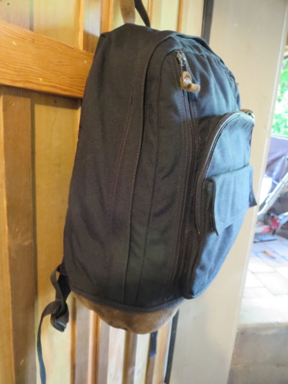 Vintage Leather Bottom Backpack Eddie Bauer Backpack with