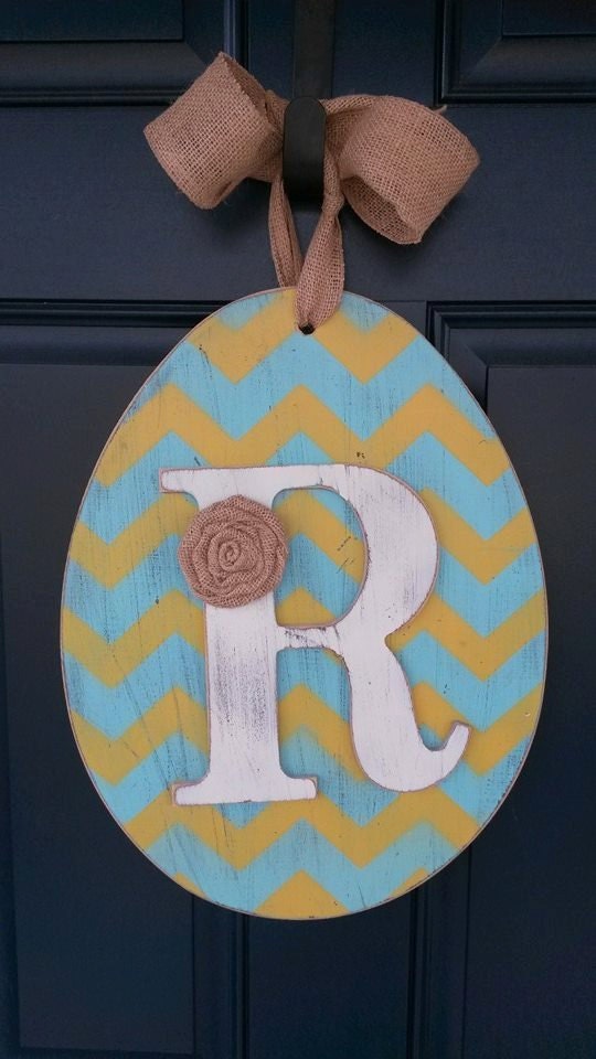 Easter door decor Wood easter door decor with intital Easter