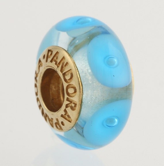 Retired Pandora Gold Charm Murano Glass Bead by WilsonBrothers