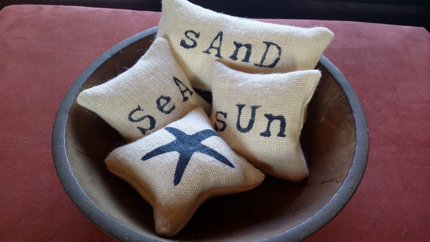 Mini Beach Pillows Nautical Bowl Fillers Burlap Mini