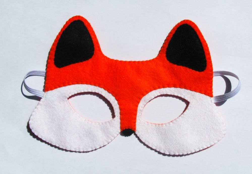 Fox mask kids and adults Orange Black White felt handmade