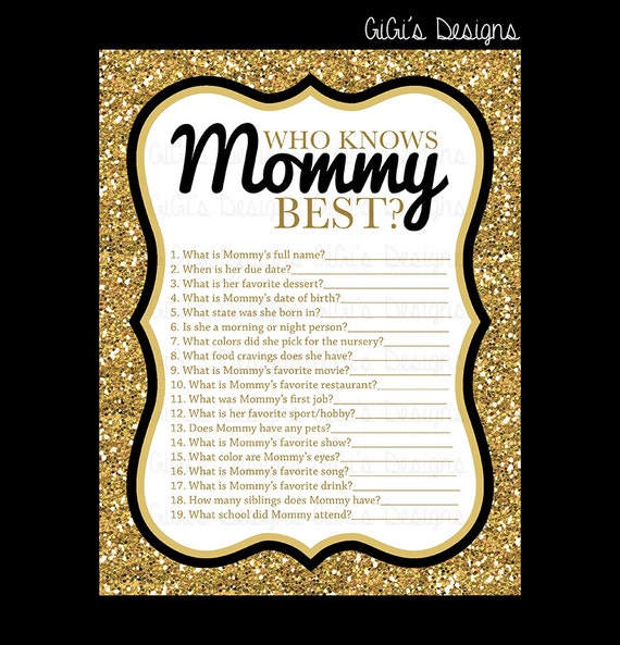 Items similar to Baby shower game Who knows Mommy best, Black White ...