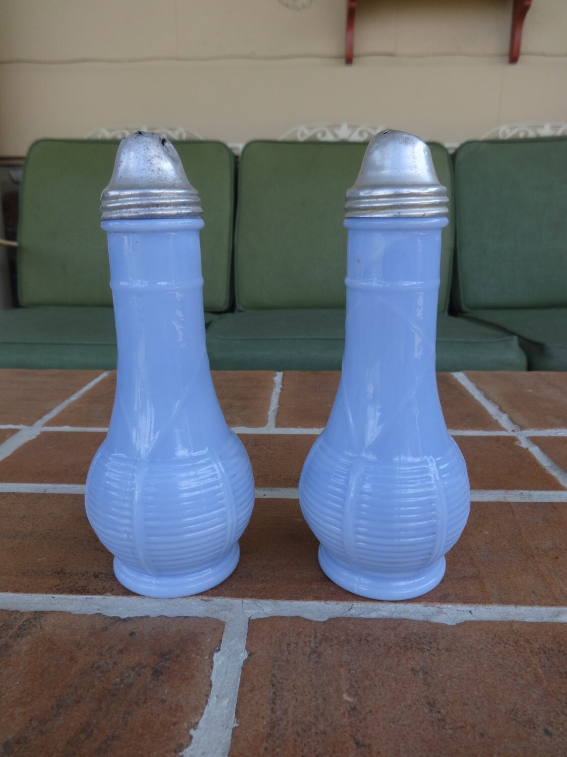 vintage salt and pepper shakers delphite blue by vintagerose1234