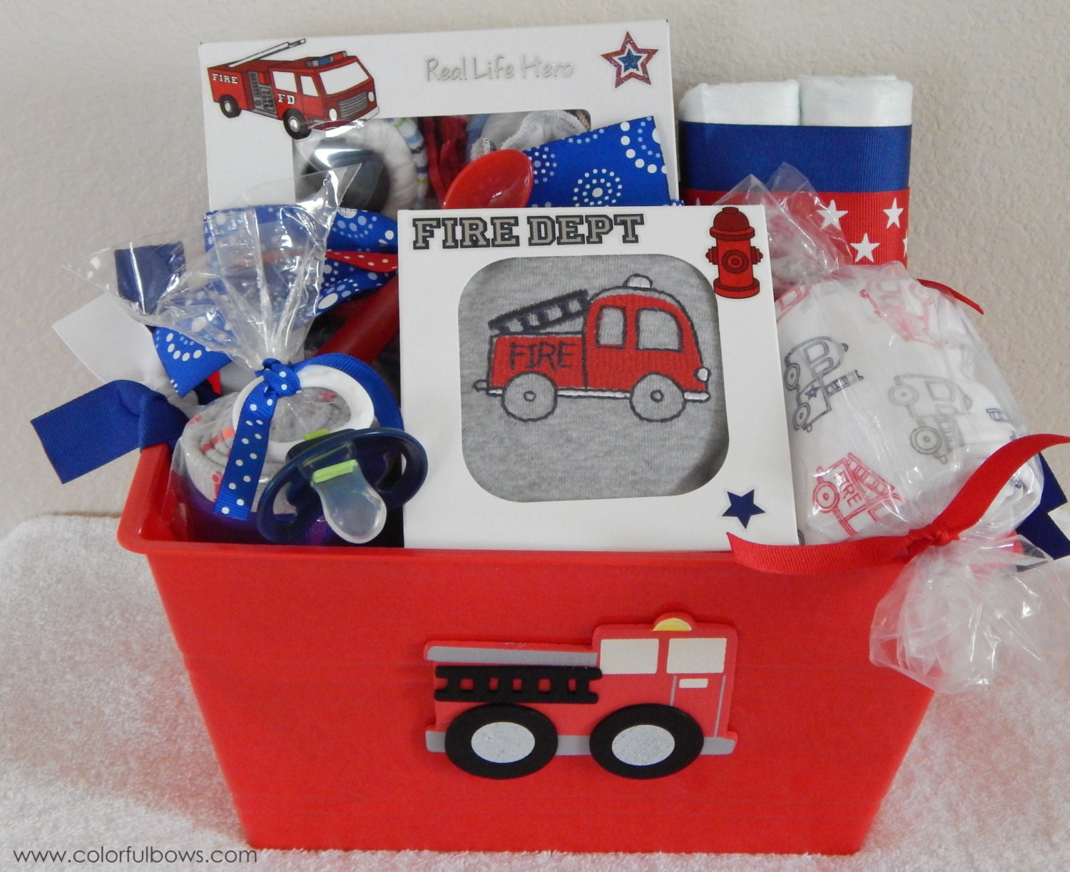 Fire Truck Baby Shower Deluxe Gift Basket / by ColorfulBows