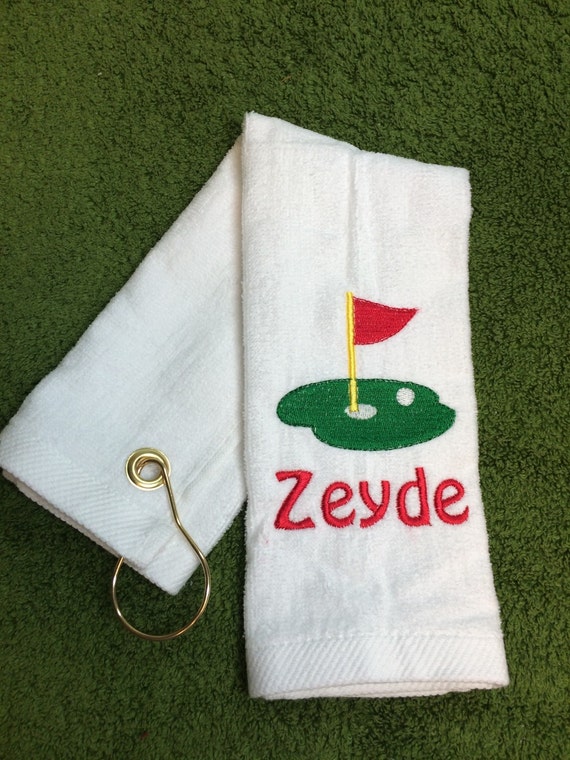 One White Personalized golf towel