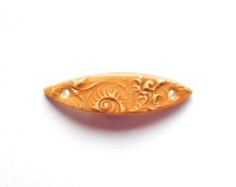 Mustard Yellow Skinny Bracelet Bar Connector Handmade Ceramic