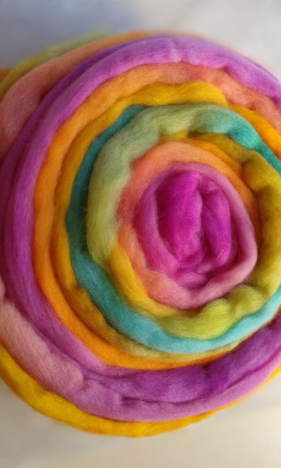 Merino Wool Roving Hand Dyed spinning felting wool needle