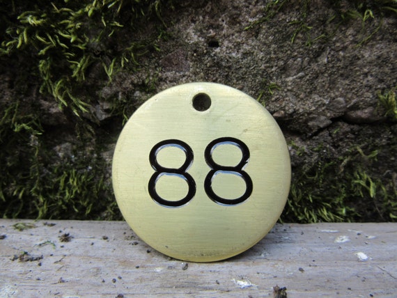 Number 88 Tag Brass Metal 88 Industrial Tag 1988 Birth Year