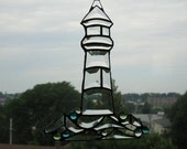 Stained Glass Lighthouse|Lighthouse Suncatcher|Lighthouse|Beveled Glass|Art & Collectibles|Glass Art|Handcrafted|Made in USA