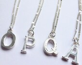 Letter Initial necklace in silver on 16 inch chain - monogram necklace - name jewellery - personalised silver metal alphabet etsy uk etsyuk