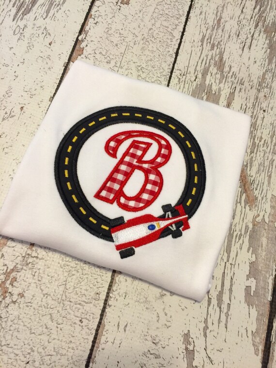 Boys racecar shirt baby race car shirt race car applique