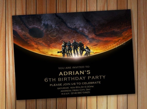 Halo Spartan Invitation Halo Birthday Invitation by pastagetti