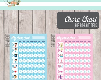 Printable Boys and Girls Chore Charts - INSTANT DOWNLOAD