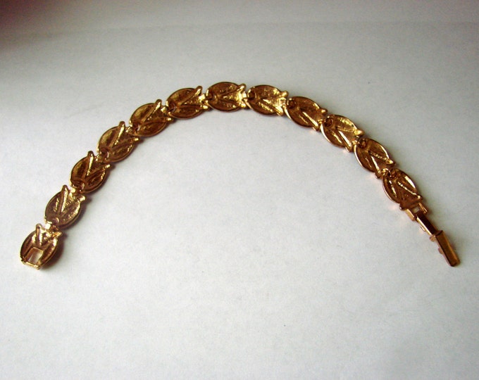 Vintage Retro Black Enamel Goldtone Link Bracelet / Jewelry / Jewellery