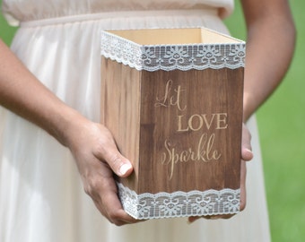 Wedding sparklers holder, let love sparkle, wooden sparklers box, wedding decor