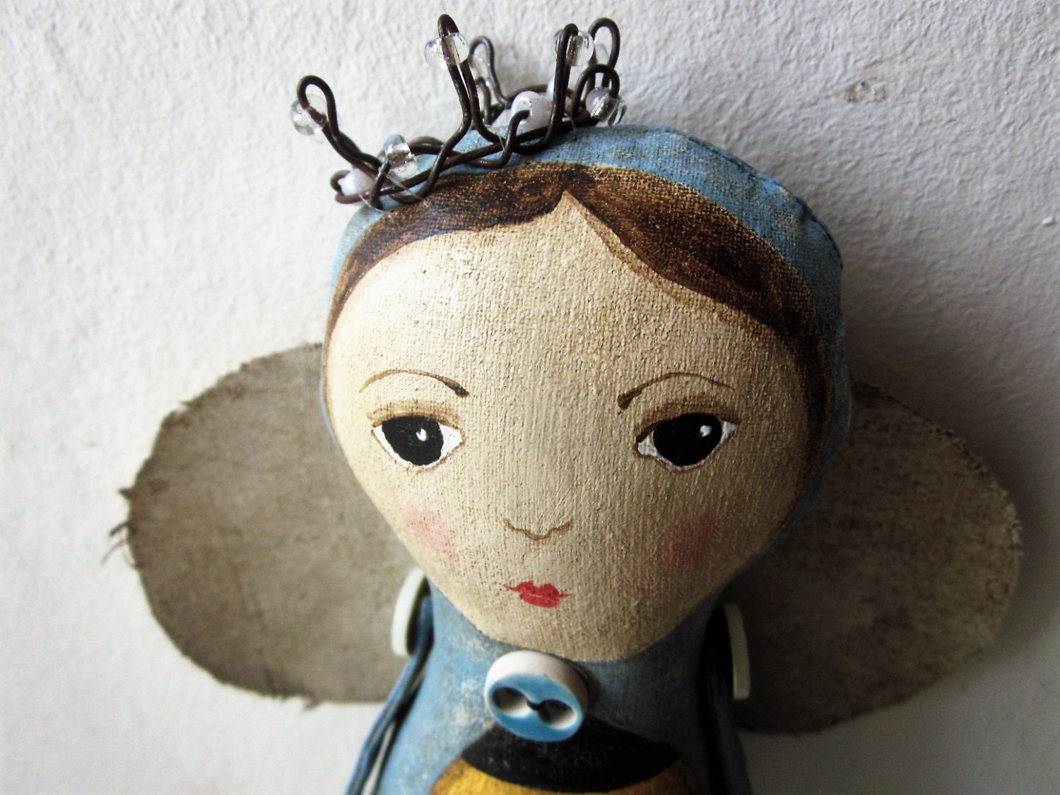 Queen Bee Bee Art doll Folk art doll.