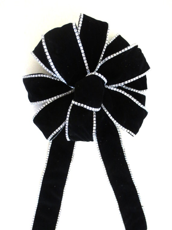 Christmas Bow Black Bow Black Velvet Bow by TopItOffTreeTopBows