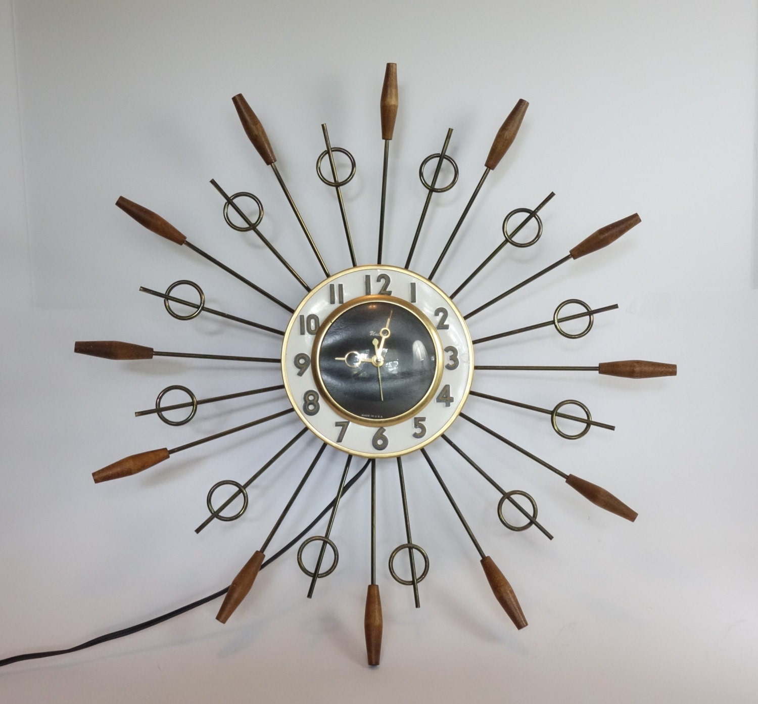Mid Century Starburst Wall Clock Sunburst Atomic United Clock