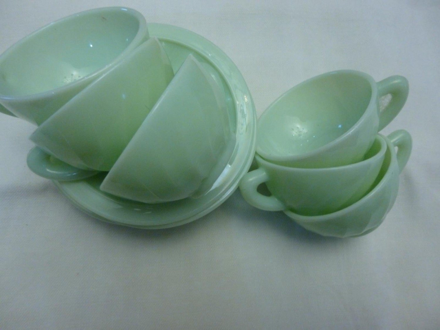 Jadeite Green Milk Glass Depression Glass Demi Tasse Cups