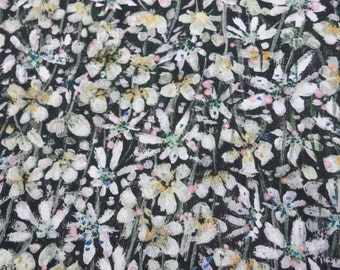 LIBERTY Of LONDON Tana Lawn Cotton Fabric 'Eleonora' Black/Ivory/Yellow Floral