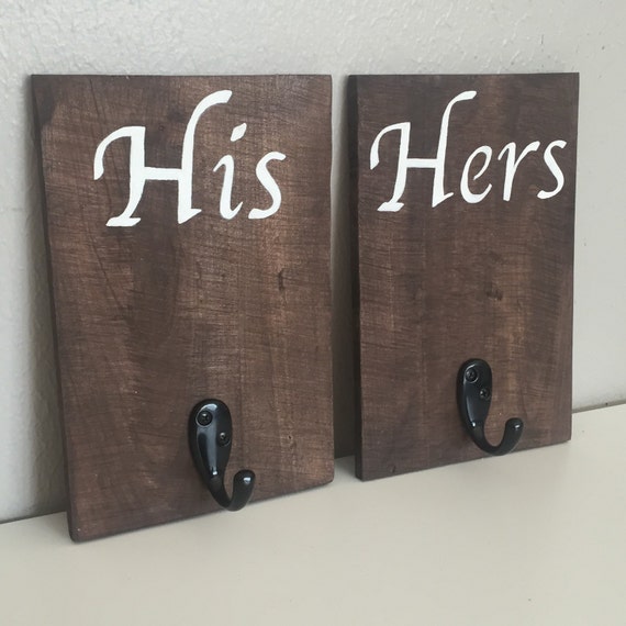 His & Hers Bathroom Towel Hooks Pallet by AmbersWoodenBoutique