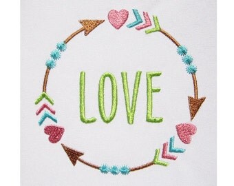 Heart Arrows Font Frame Love Embroidery Design FF016