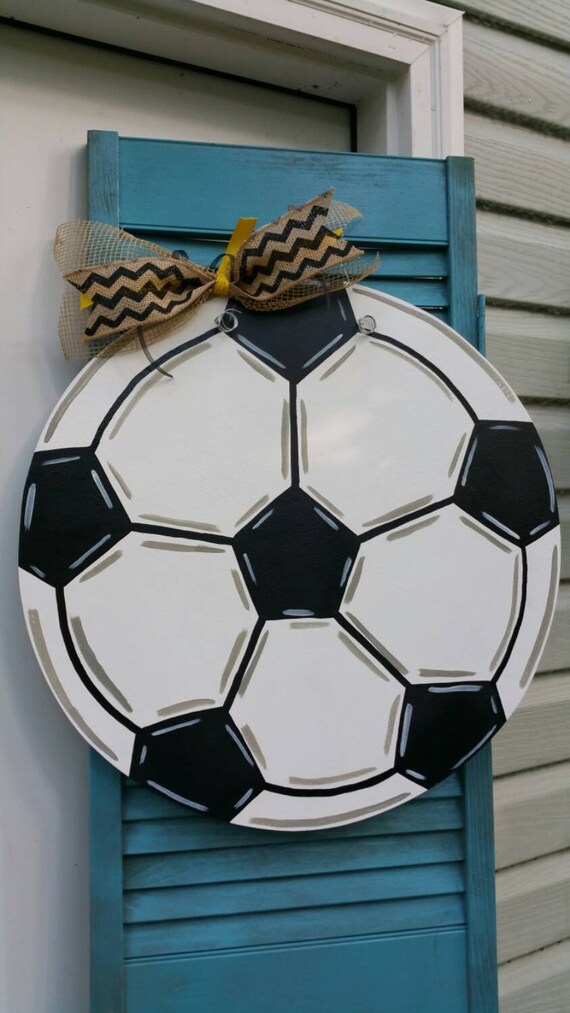 Items similar to Soccer Wooden Door Hanger on Etsy