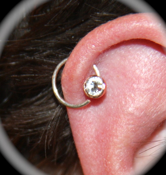 Clear Crystal Cartilage Ear Ring 22 20 18 or 16 gauge