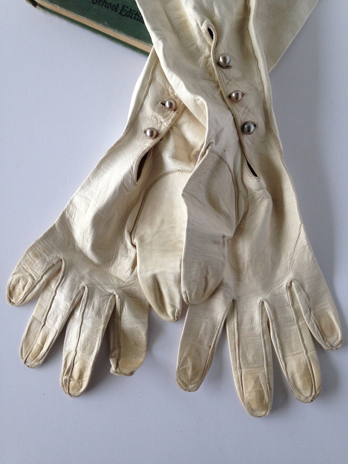 Four Pairs of Vintage White Kid Gloves Classics.Life