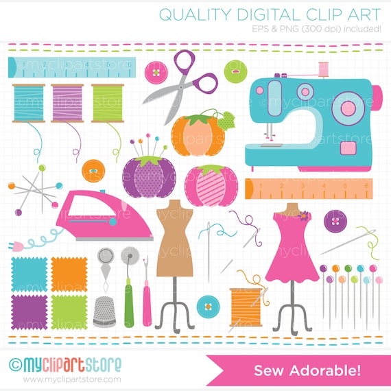 Clipart - Seamstress / Sew Adorable / Sewing - Digital Clip Art ...