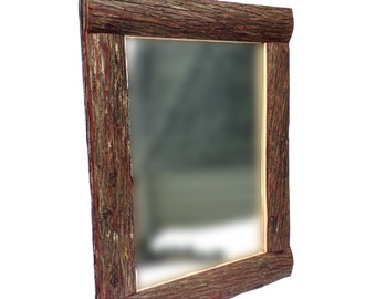 LOG MIRROR, Rustic Mirror, Bark Mirror, Cabin Mirror, Woodland Mirror, Mirror, Wall Mirror
