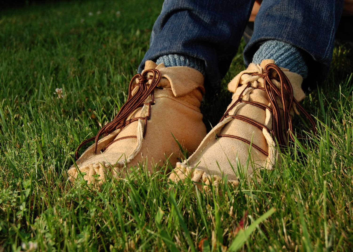 Mens Genuine Elk Hide Leather Moccasin Boots by ceruleanJAY