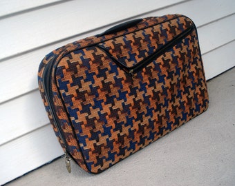 Small suitcase with a groovy houndstooth exterior - made in Japan