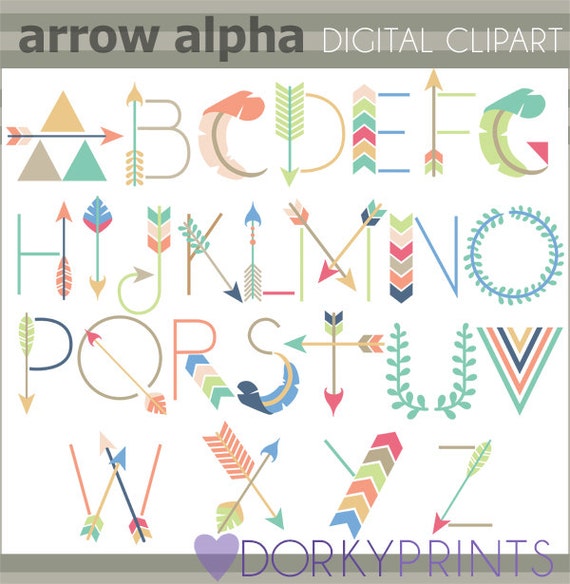 Arrow Alphabet Clipart Personal and Limited Commercial Use