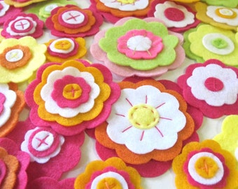Bulk Felt Flowers, 20 Craft flower Embellishments