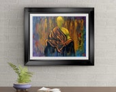 Calm In The Universe Signed Art Print by Rafi Perez interior design element Red