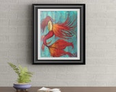 Angel Mermaid Signed Art Print of Signature Original By Rafi Perez