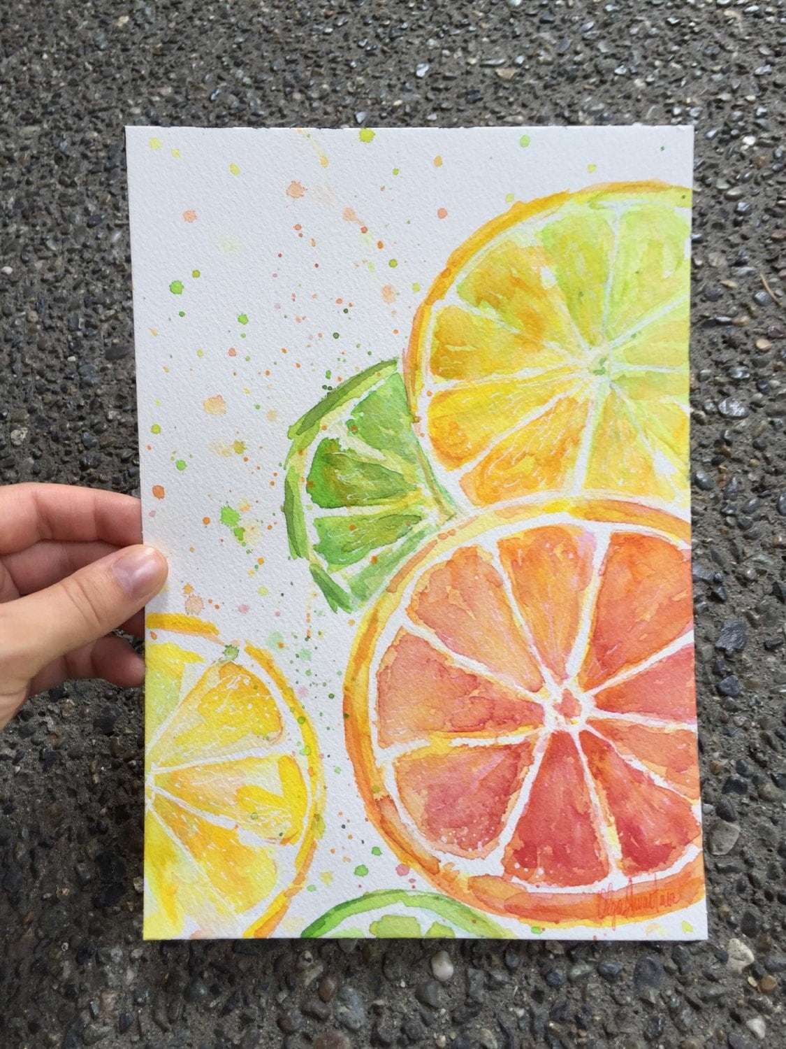 Juicy Citrus Slices ORIGINAL Watercolor Painting fruit