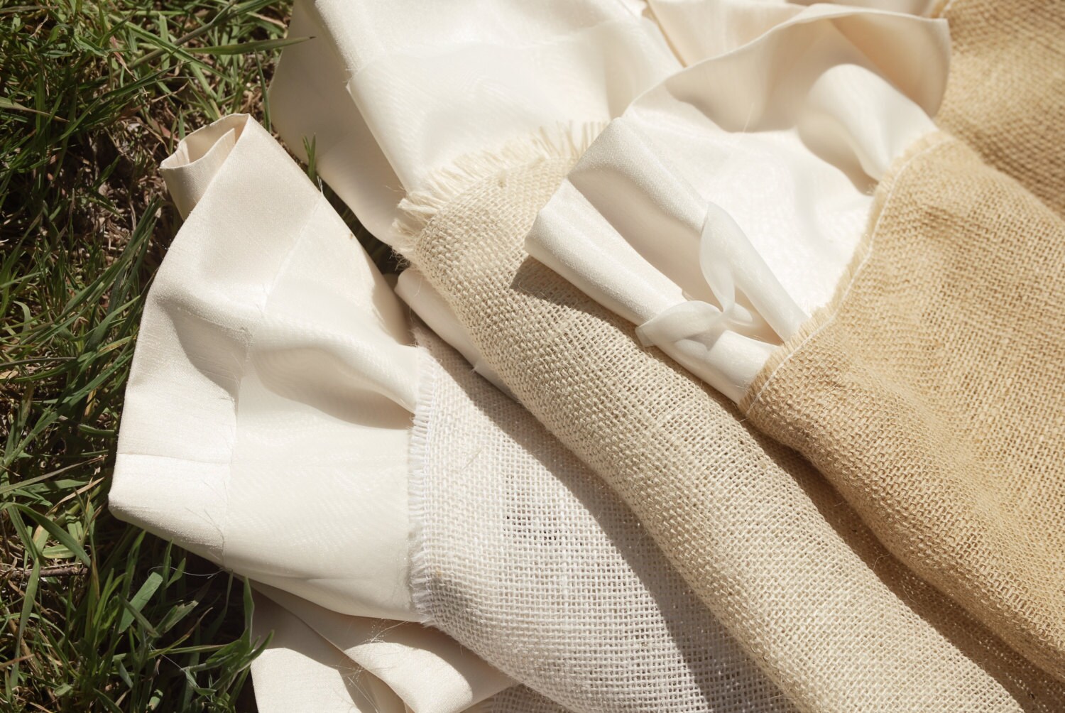 50ft Ruffle Burlap Wedding Aisle Runner with Custom Monogram